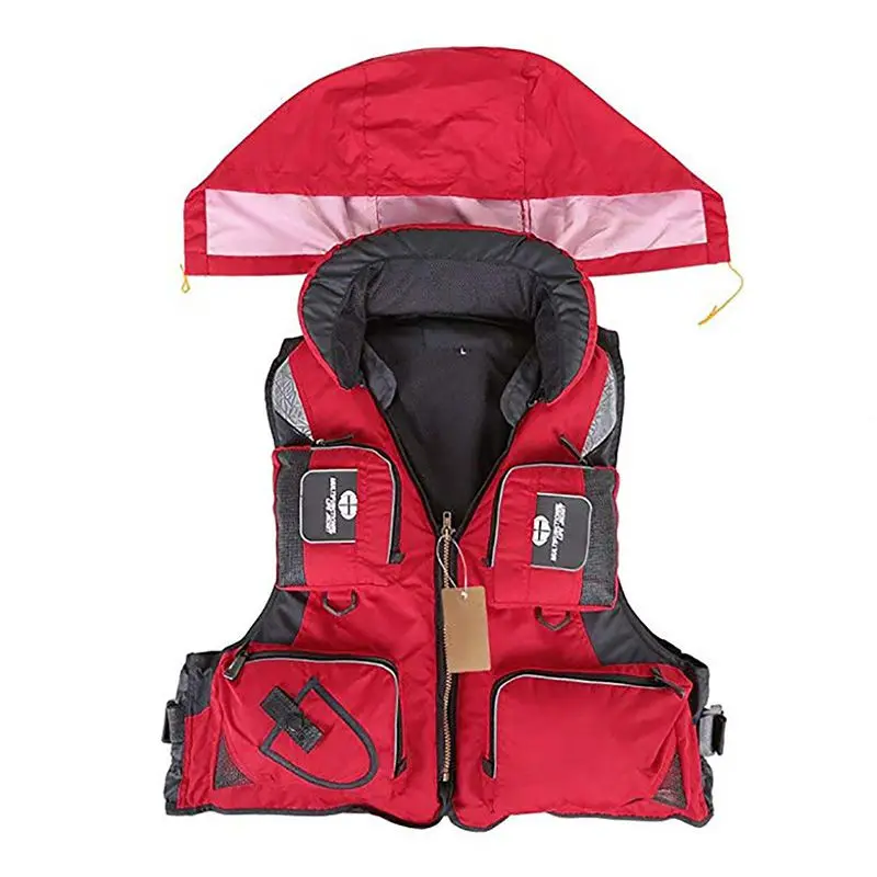 

Adult Professional Fishing Life Vest Reflective Detachable Collar Hooded Waistcoat Jacket Men's Sportswear Fishing Accessories