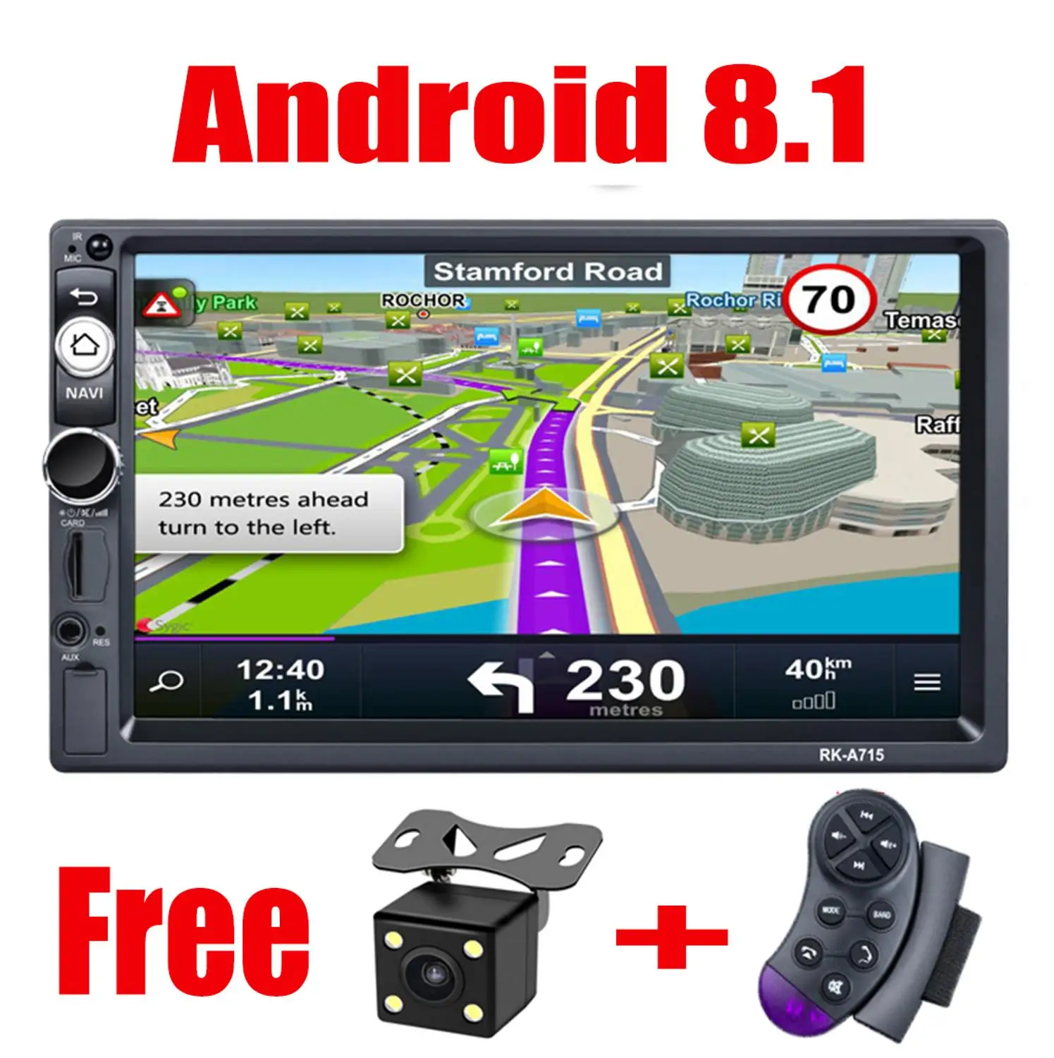 2Din 7 дюймов Android 8,1 автомобильный fm-радио Hd 1080P навигация Ios/Android зеркальная связь стерео Bluetooth динамик Mp5 плеер