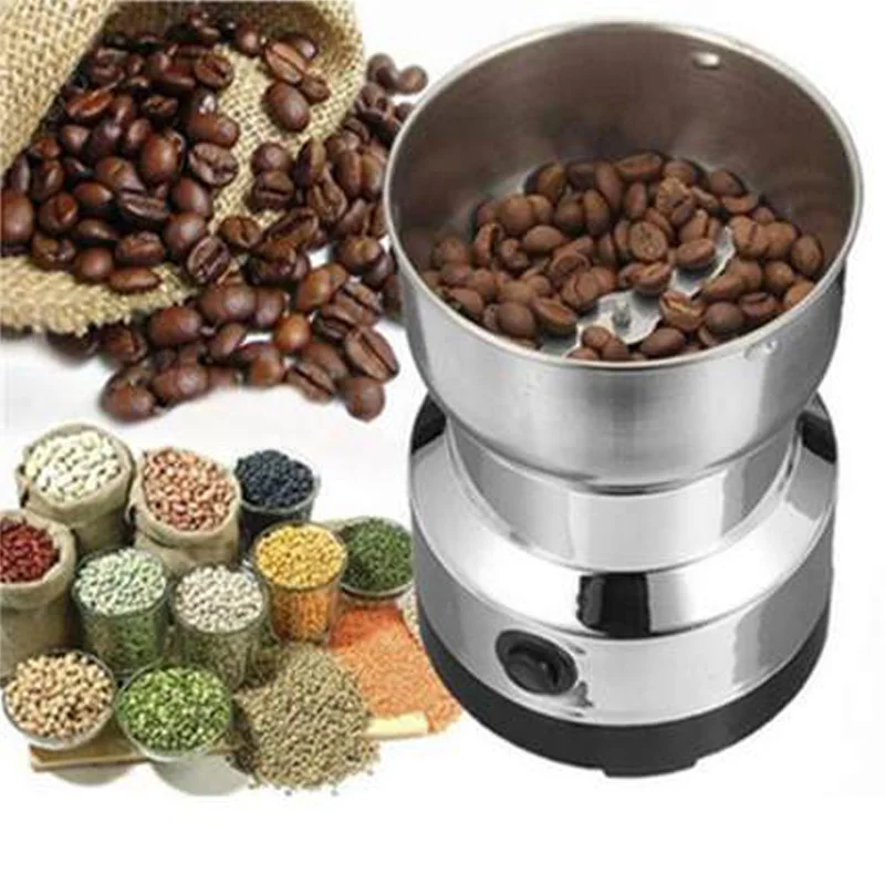 Molinillo de café multifuncional, 110v/220v, enchufe europeo, 150W, acero inoxidable, Molinillo Eléctrico de hierbas/especias/frutos secos/granos de café