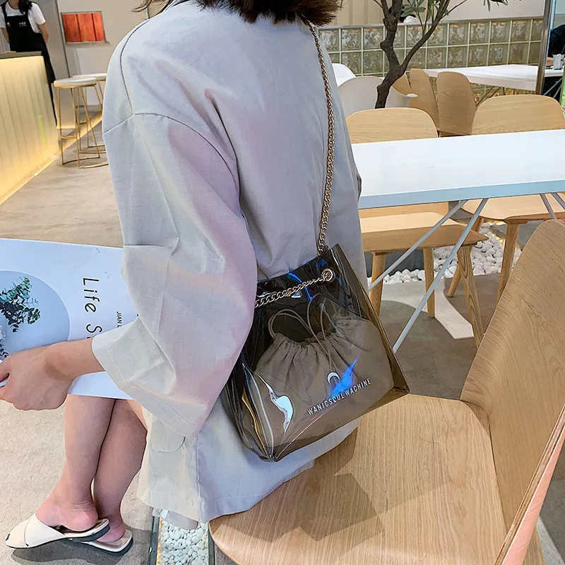 

Transparent jelly bag 2019 summer new Korean Joker chain bag fairy shoulder Messenger bag