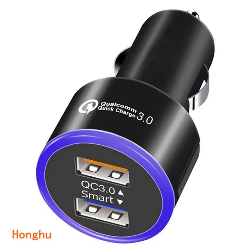 QC3.0 USB Автомобильное зарядное устройство 18 Вт Быстрая зарядка для смартфона двойной USB прикуриватель супер быстрое автомобильное зарядное устройство для мобильного телефона