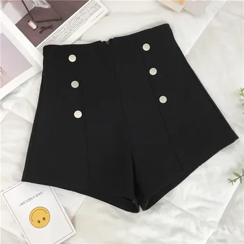 

Wide Leg A-line Shorts New Autumn Winter All-match High Waist Double Breasted Casual Female Boots Pants Loose Women Shorts