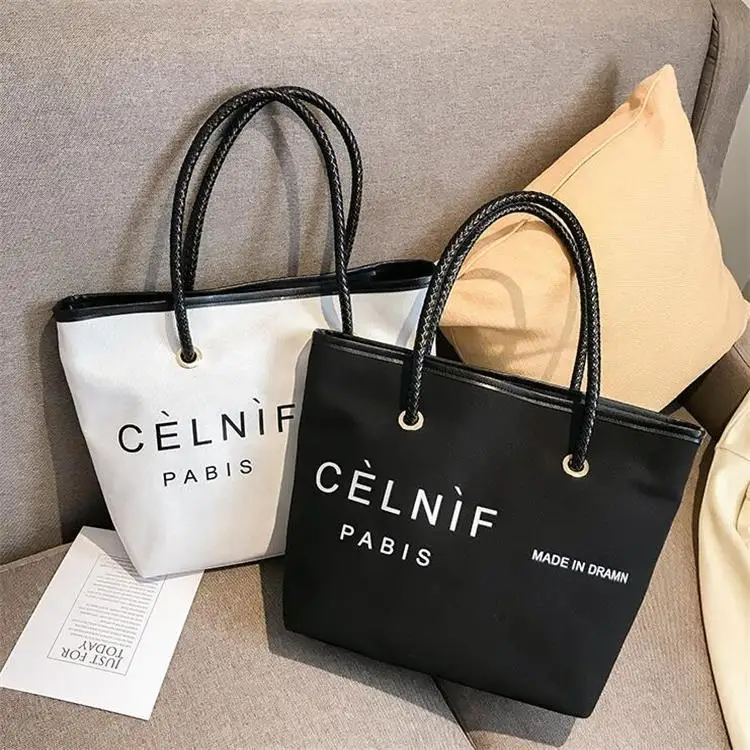 

INS Canvas Lettered Handbag 2018 New Style Fashion Casual Tote Bag Korean-style Versatile Shoulder Women's Large Bag