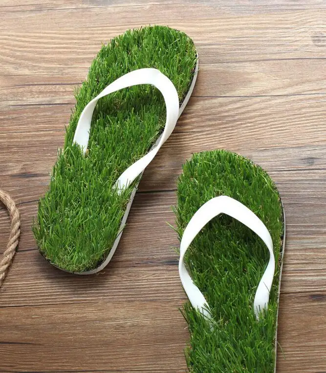 39 41 43 45 wholesale man grass flip flops sandals slippers new thick bottom platform slope beach male Lawn grass slippers