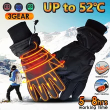 7,4 V 3000Mah электрические перчатки с подогревом перезаряжаемые мотоциклетные зимние теплые перчатки для катания на лыжах, рыбалки, верховой езды, охоты