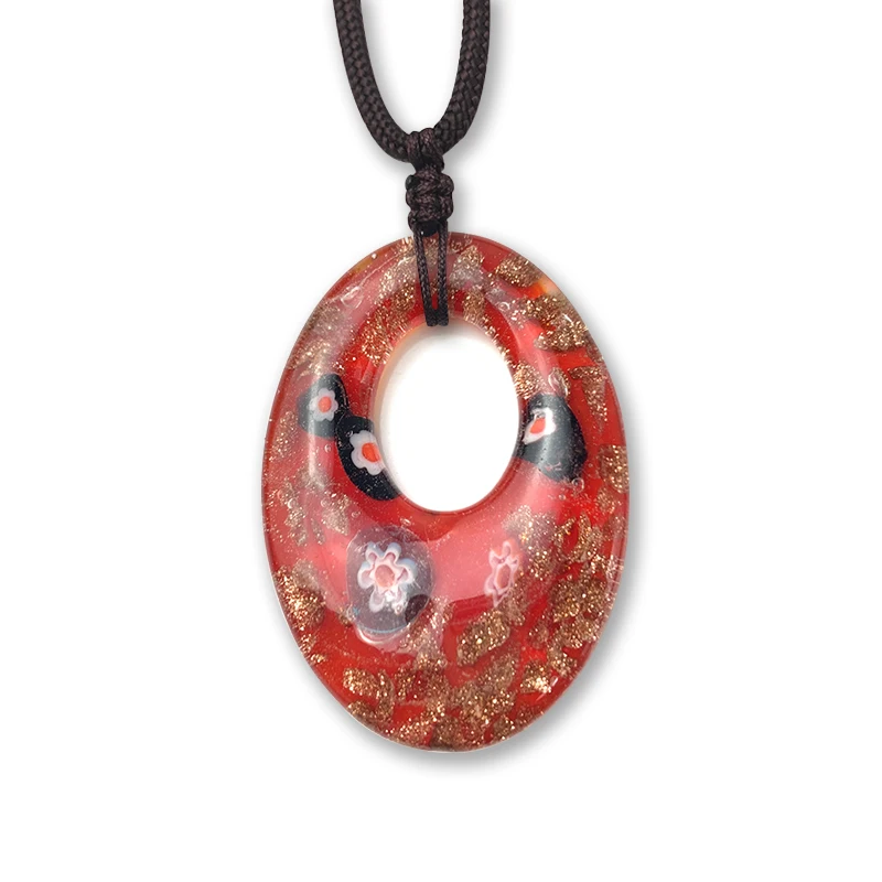 

New Red Tear Drop Shape Glazed Glass Necklaces Women Charm Fashion Jewelry Necklace for Decoration