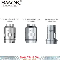 Аутентичная катушка Smok TFV16 0.17ohm TFv16 сетка катушка 0.12ohm Двойная сетка 0.15ohm Тройная сетка для TFV16 танк электронная сигарета ядер