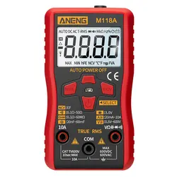 ANENG – Mini multimètre numérique M118A, testeur automatique, multimètre True RMS Mm, compteur de Transistor avec maintien des données NCV 