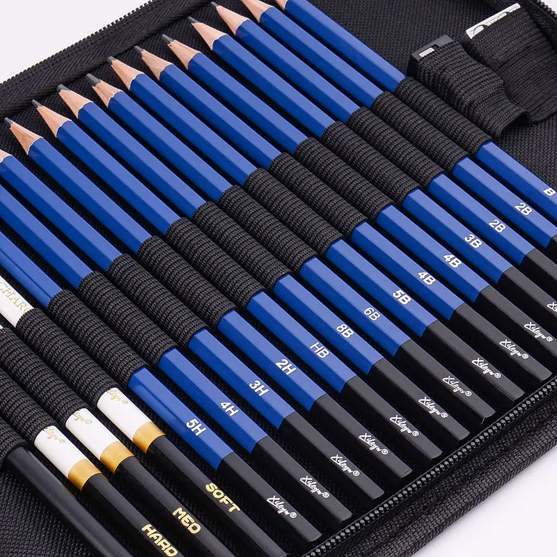 36Pcs Art Sketch Kit Artist Drawing Pencil 5H-8B Set Charcoal