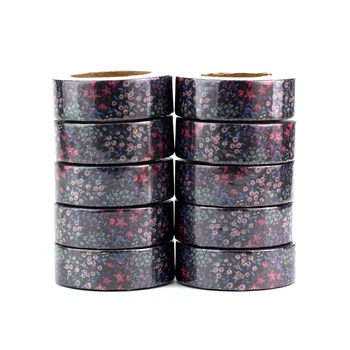 

10pcs/lot Custom Small Black Floral Washi Tapes DIY Decorative Scrapbooking Planner Adhesive Masking Tapes Kawaii Stationery