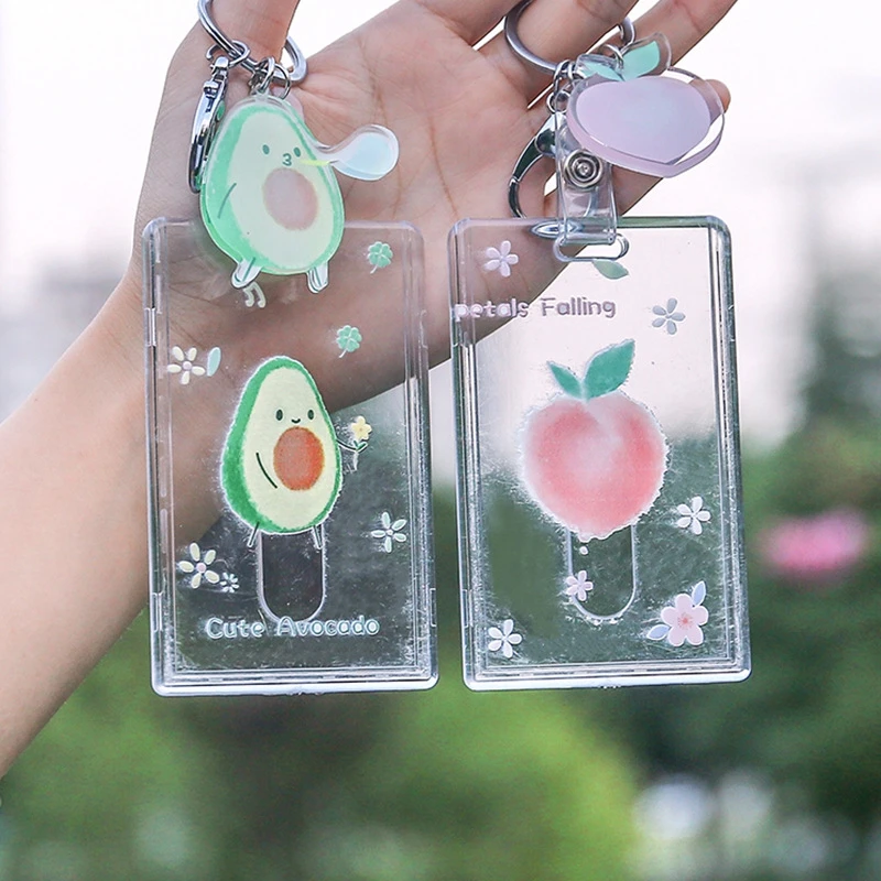 

1 Pcs Creative avocado card set small fresh student lanyard school card protection set credentials card Work set Office Supplies