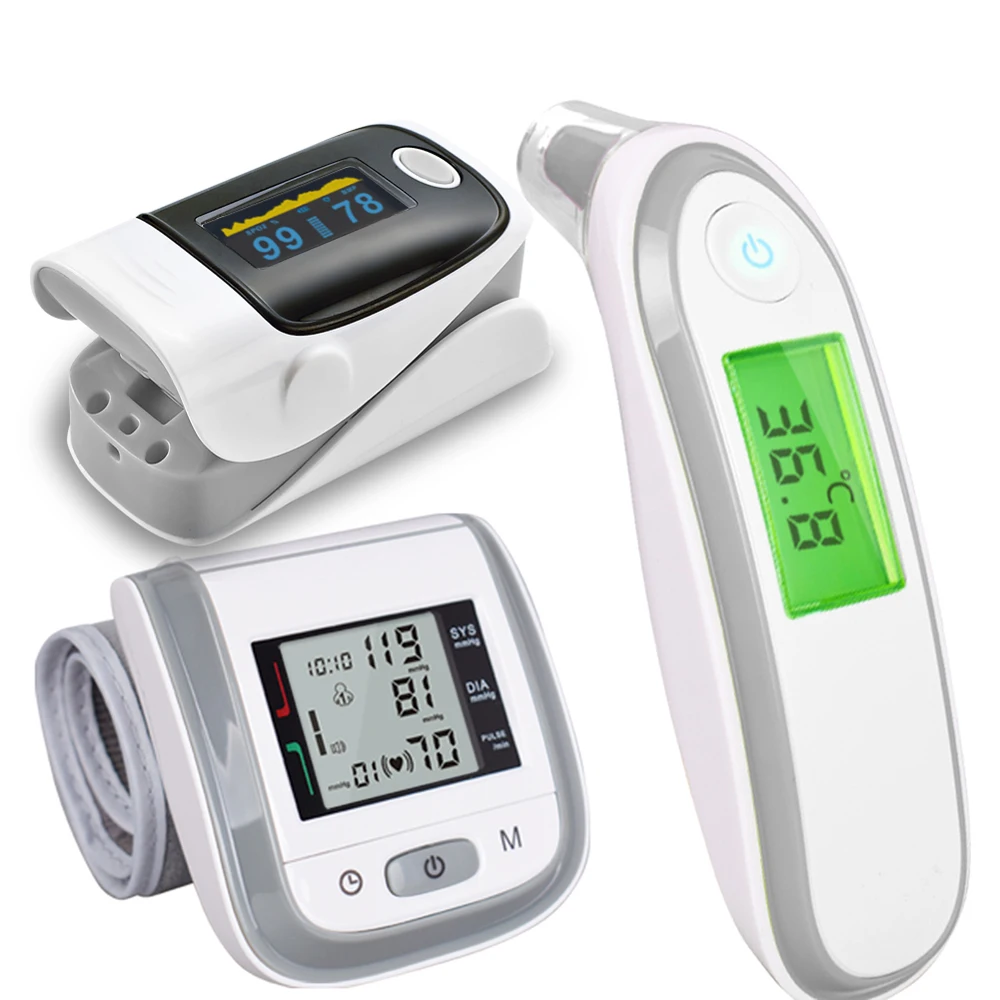 Baby Oximeter Pulse Wrist Blood Pressure Monitor Thermometer Digital Infrared Thermometer Oximetro with Gift Box