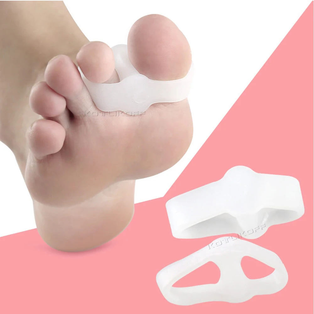 Silicone Toe Corrector Gel Protector Toe Separator Hallux Valgus Pedicure Tools Foot Care Corrector For Toes Inserts Pad - Color: White