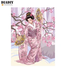 DIADIY DIY фото на заказ, 3d Алмазная живопись, наборы для вышивки крестом, 5D полная квадратная мозаика, алмазная вышивка, японское кимоно, женское искусство