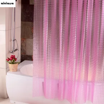 

3D Crystal Thicker Shower Curtains EVA Translucent Plastic Bathroom Curtains Waterproof Pink Bath Curtain