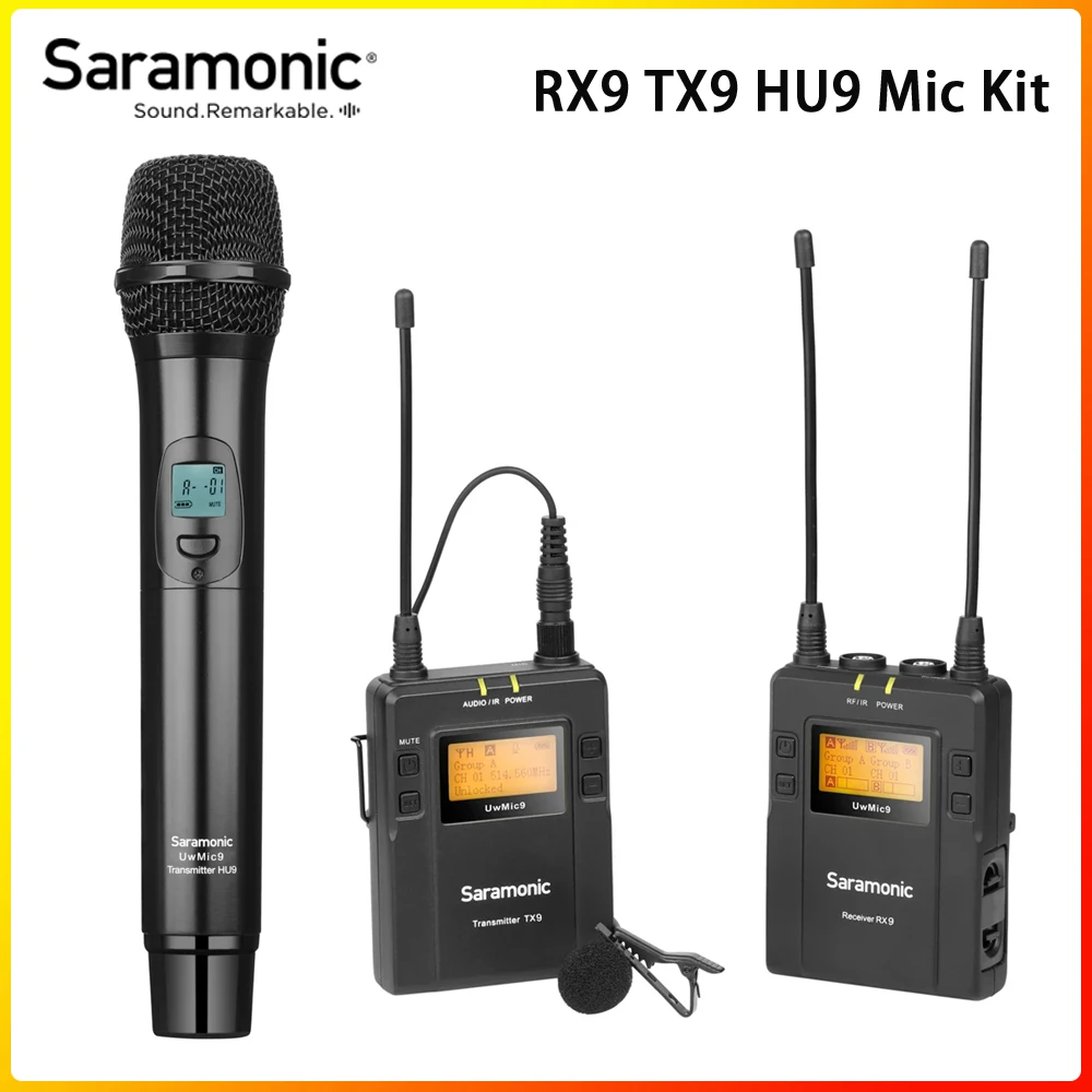 bluetooth microphone Saramonic UWMIC9 Broadcast UHF Wireless Microphone System Receivers and XLR Transmitter for Camera Camcorder smart phone gaming mic Microphones