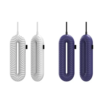 

2Pcs Portable Household Electric Disinfection Shoes Dryer Us Plug- Purple Standard & White Timing