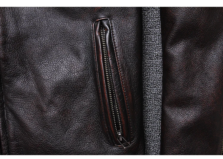 Factory New Men Vintage Red Motorcycle Real Cowhide Rider Winter Russian Coat Free Shipping