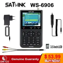 [Подлинный] Satlink WS-6906 3,5 "DVB-S цифровой ресивер fta спутниковый измеритель спутникового поиска спутниковый satFind lcd ws 6906 Satlink ws6906