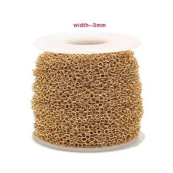 

3mm Stainless Steel round charm link Chains Stainless Steel Gold tone for DIY Jewelry Making