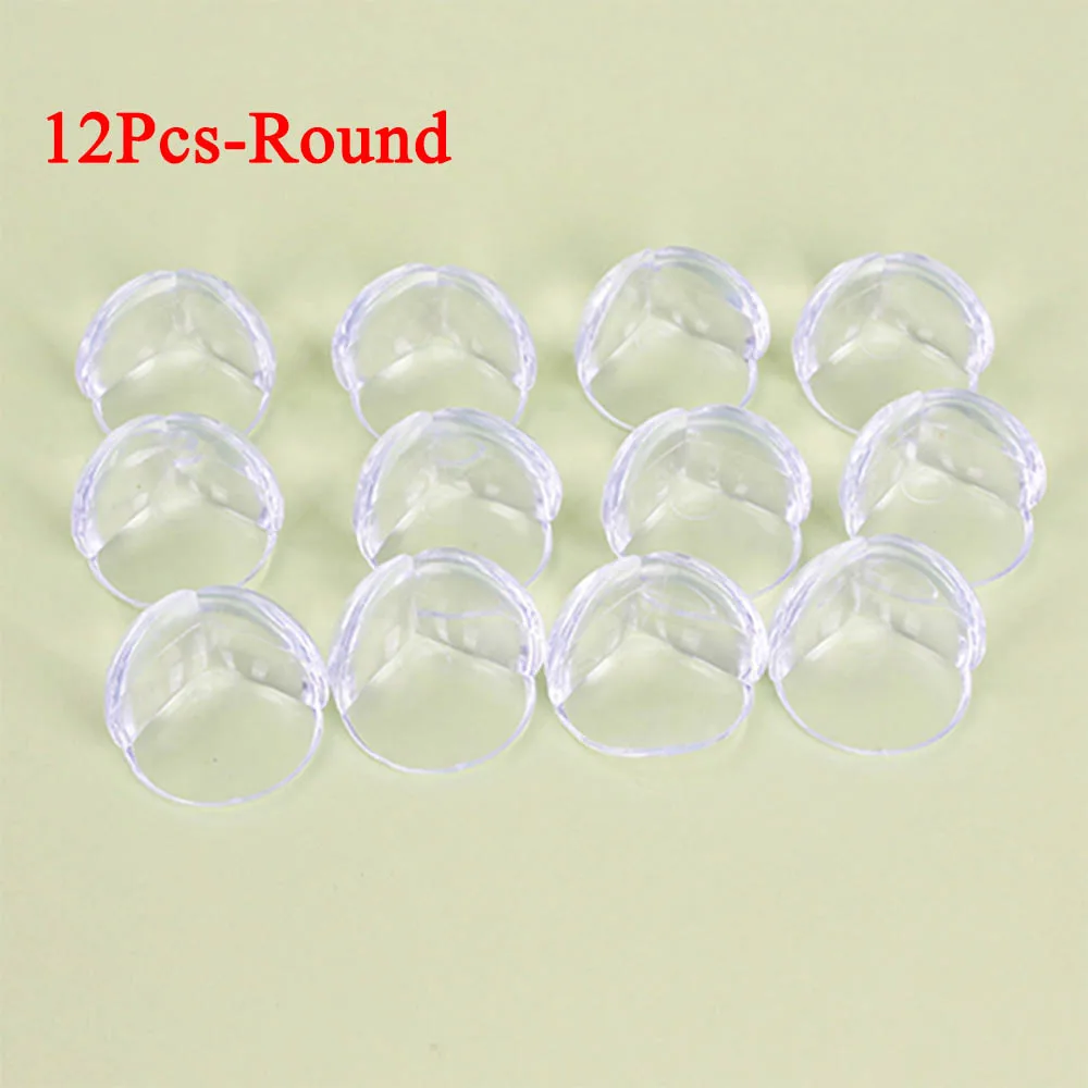 12Pcs-Round Детский безопасный уголок для ребенка угловая Защита Детские Силиконовые накладка на углы защита головы антиколлизия угловая - Цвет: 12Pcs-Round