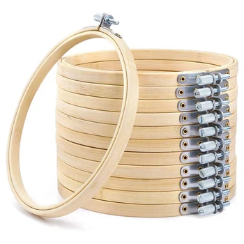

12 Pieces 6 Inch Embroidery Hoops Set Bulk Bamboo Circle Cross Stitch Hoop Round Ring