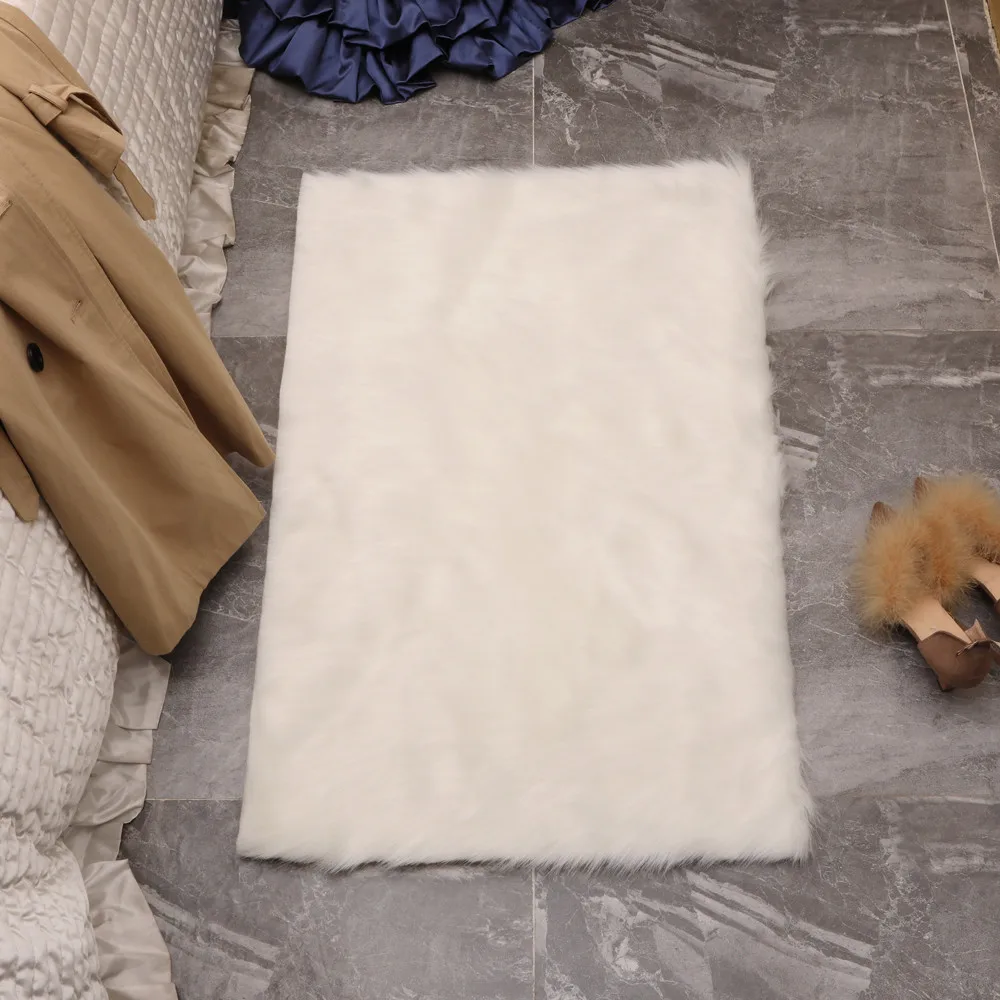 Super Soft Silk Wool Rug Indoor Modern Chair Cover Artificial Sheepskin Warm Hairy Carpet Seat Mats Rug