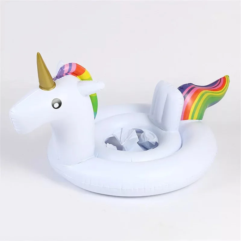 white unicorn Плоское кольцо для плавания с фламинго, единорог для малышей, надувной для бассейна, круг, лебедь, детский бассейн, игрушка для бассейна, купание и плавание, бассейн - Цвет: white unicorn
