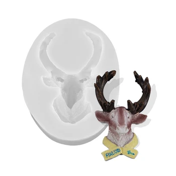

Christmas Deer Elk 3D Stag Head Silicone Fondant Chocolate Gum Paste Mold Cake Cupcake Decor Tools Resin Polymer Molds