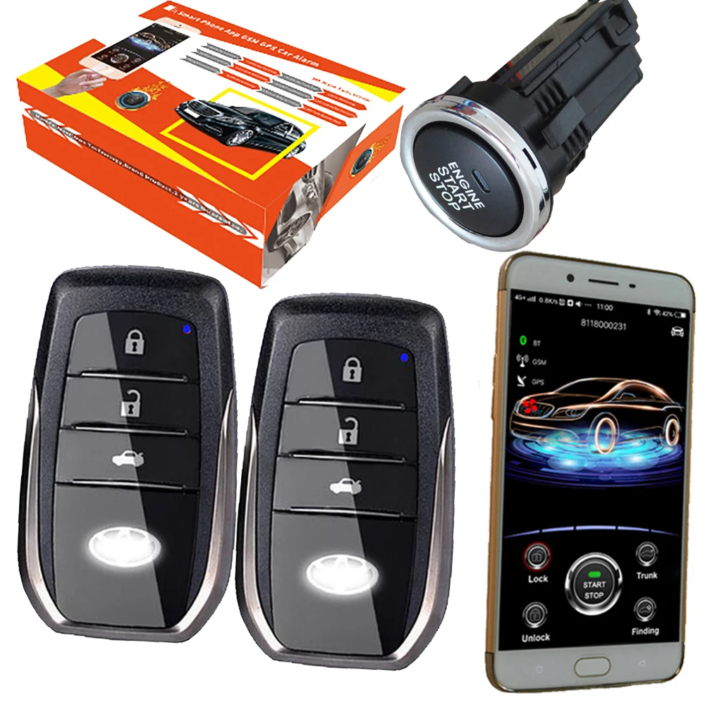 Китай cardot Лучший 2G gps gsm Pke дистанционный стартер без ключа умный двигатель старт стоп машина+ сигнализация