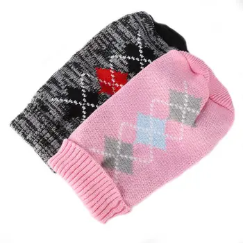 

New Dogs Sweater Lattice Stylish Clothes For Pets Pink Black Knitted Sweaters For Small Medium Size Dogs