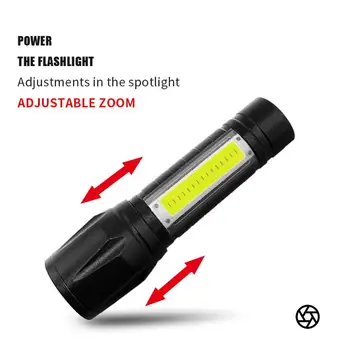

Durable Flashlights Portable Delicate Design For Outdoor Camping Adventure Telescopic Zoomable T6 COB LED Flashlight Torch