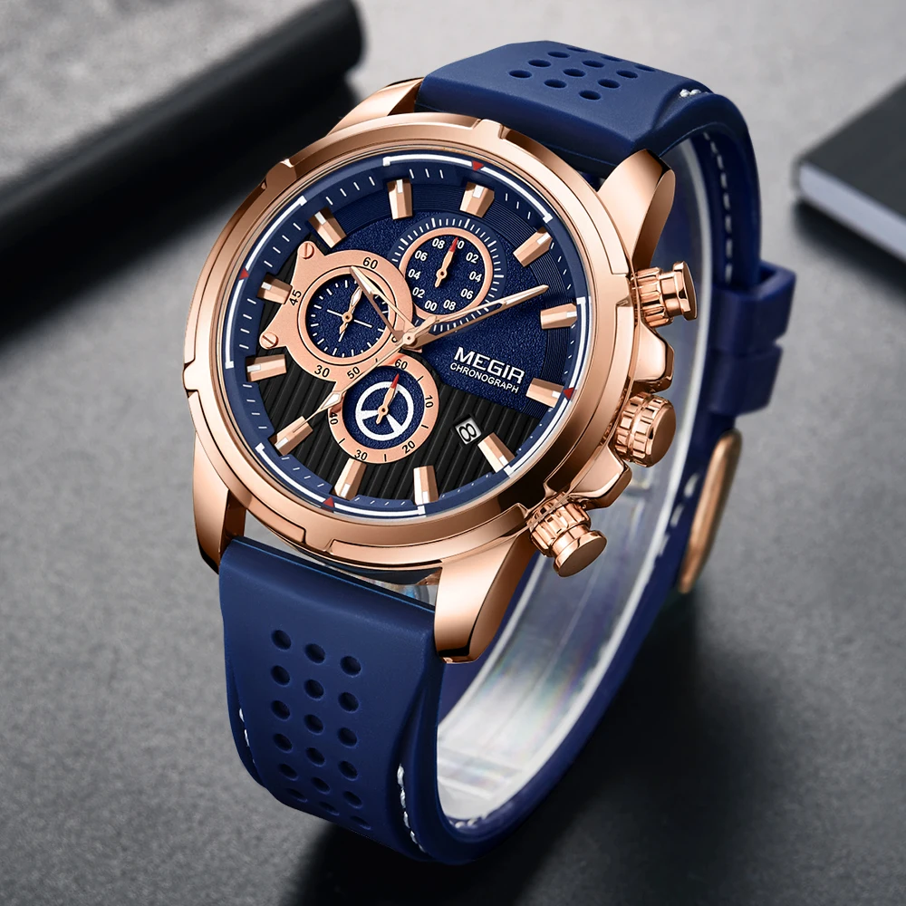 Для мужчин s часы лучший бренд класса люкс MEGIR силиконовые военные спортивные часы хронограф секундомер Relogio Masculino Reloj Hombre часы для мужчин