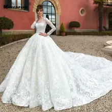 MANYUNFANG Роскошные свадебные платья с соборным шлейфом suknia slubna с открытой спиной свадебное платье с длинными рукавами и бусинами vestidos de boda