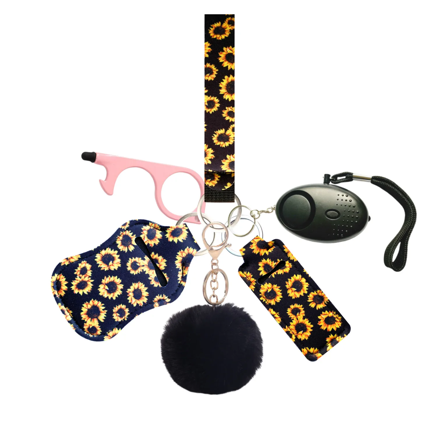 QINER Porte Clef Defense Femme Kit, Porte Clef Alarme Anti