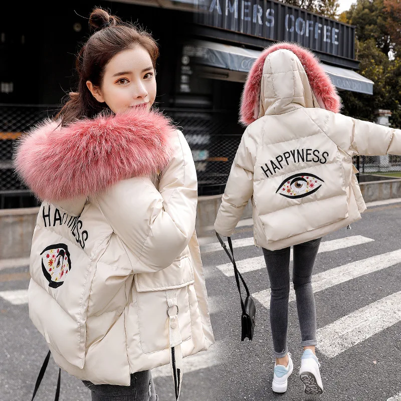 

Down Jacket Cotton-padded Clothes Women's Short Students Korean-style BF Loose-Fit Padded Jacket Winter New Style 2019 down Coat