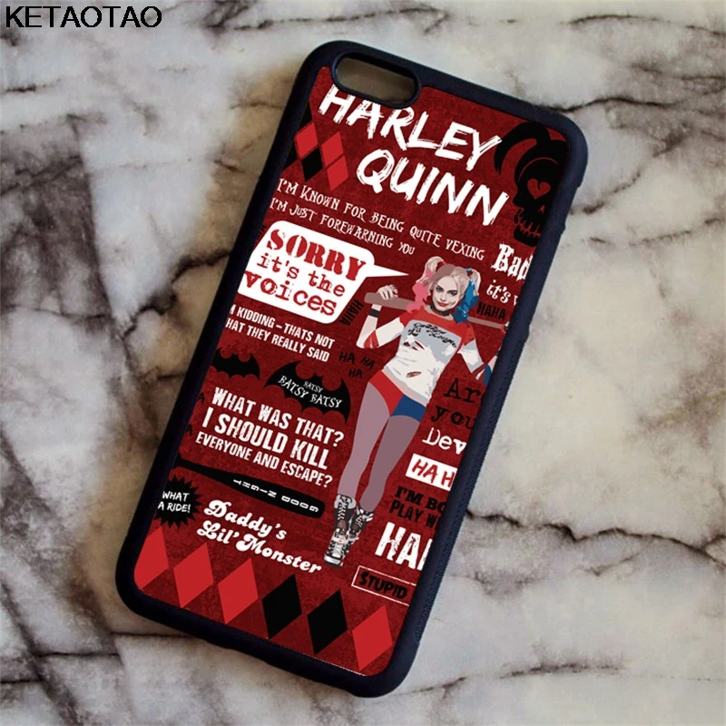 Чехол для телефона KETAOTAO Harley Quinn Suicide Squad s для iPhone 4S SE 5 6 5C 5S 6S 7 8 X Plus XR XS Max чехол из мягкого ТПУ резины и силикона - Цвет: Красный