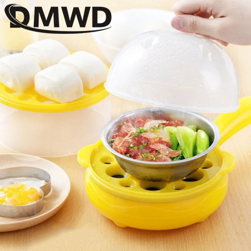 DMWD многофункциональная мини-омлет для яиц, блинная электрическая антипригарная жареная сковорода для стейка, вареные яйца, котел, кухонная пароварка, ЕС
