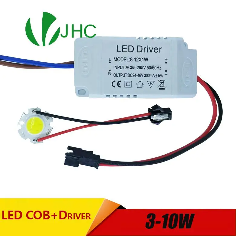 

3W 5W 7W 10W COB LED +driver power supply built-in constant current Lighting 85-265V Output 300mA Transformer DIY high brightnes