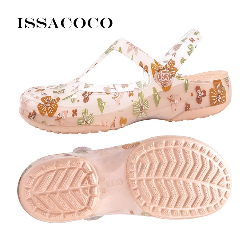 Summer New Women's Transparent Wedge Sandals Platform Sabot Shoes 2022 Trend Jelly Beach Shoes Medical Hoof Sanitary Clogs Woman