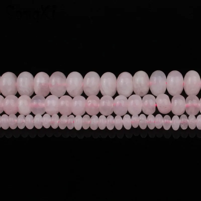 Natural Stone Pink Crystal 4 6 8MM Rose quartzs Rondelle Round Loose Spacer Beads Diy Bracelet Necklace For Jewelry Making 15'' |
