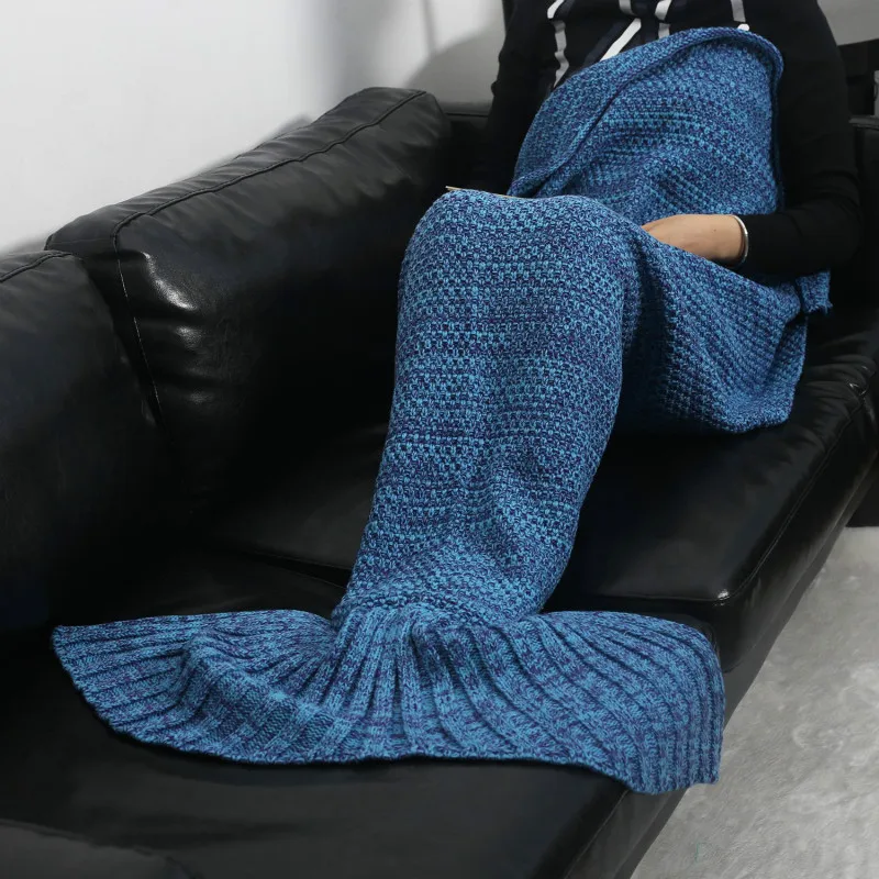 

85*155CM Autumn Winter Soft Knitted Mermaid Tail Blanket Crochet Handmade Sleeping Bag Adult Christmas Gift 22color DropShipping
