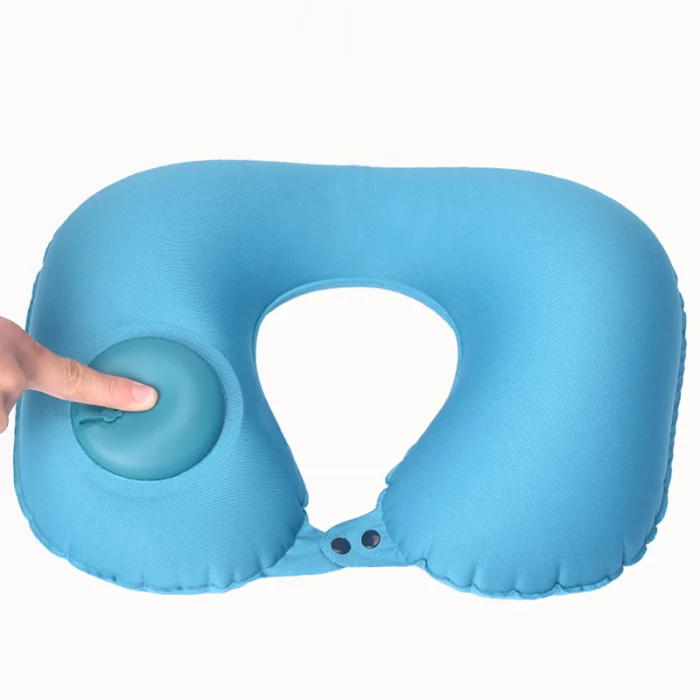 U-shaped Inflatable Pillow Neck Head Support Portable for Travel Airplane Car XH8Z