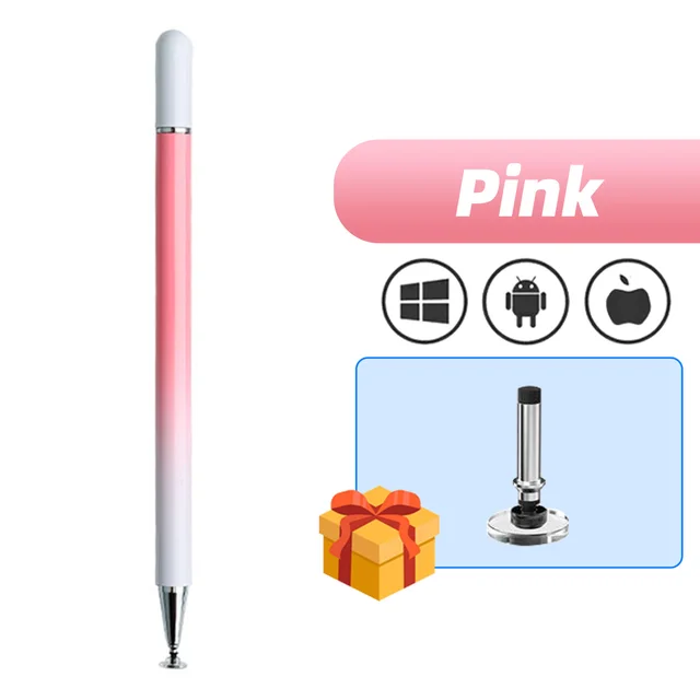 SEYNLI Magnetic Touch Screen Stylus Gradient Color Built-in Replaceable Suction Cup Pen Tip Transparent Disc Capacitive Pencil Pink Type 2