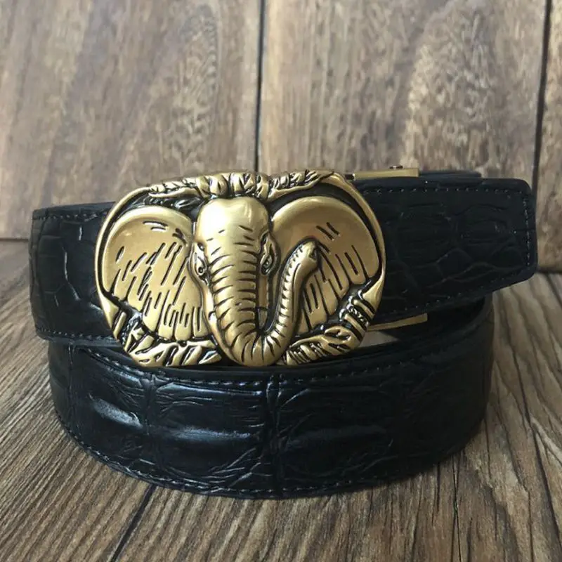 

Fashion girdle Elephant model automatic buckle wide belt men cowboy designer belts crocodile style women jeans hot