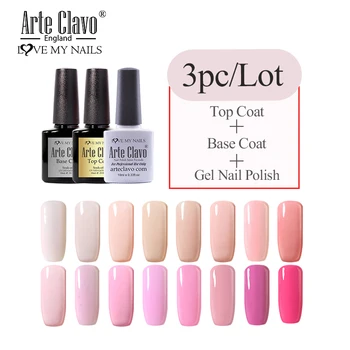 

Arte Clavo UV Pink Series 3pcs/kit Nail Polish Set For Manicure Gellak Hybrid Nails Art Top Base Coat Prime Gel Nail Polish