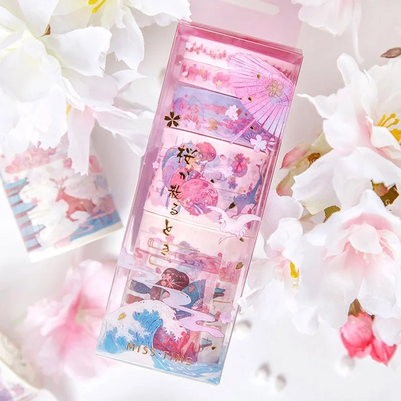 5 рулонов Васи набор маскировочной Клейкой Ленты Kawaii бумажная лента для цветов для журналов Сделай Сам декоративная настольная книга Дневник наклейка для скрапбукинга