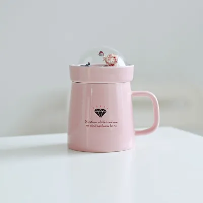 400ml Creative 3D Cartoon Animal Micro Landscape Ceramics Mug With Lid Large Capacity Mugs Coffee Milk Tea Cups Christmas Gifts - Цвет: A