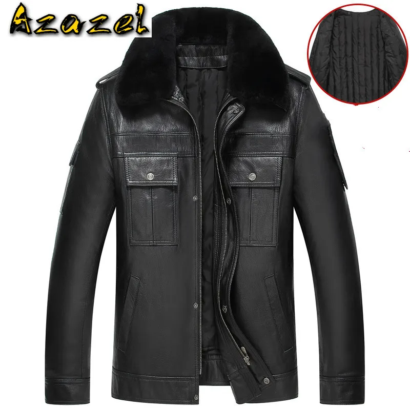 

Azazel Genuine Leather Down Jacket Men Clothing Goatskin Men's Jackets Winter Coat Man Thick Clothes Chaqueta Hombre LXR555
