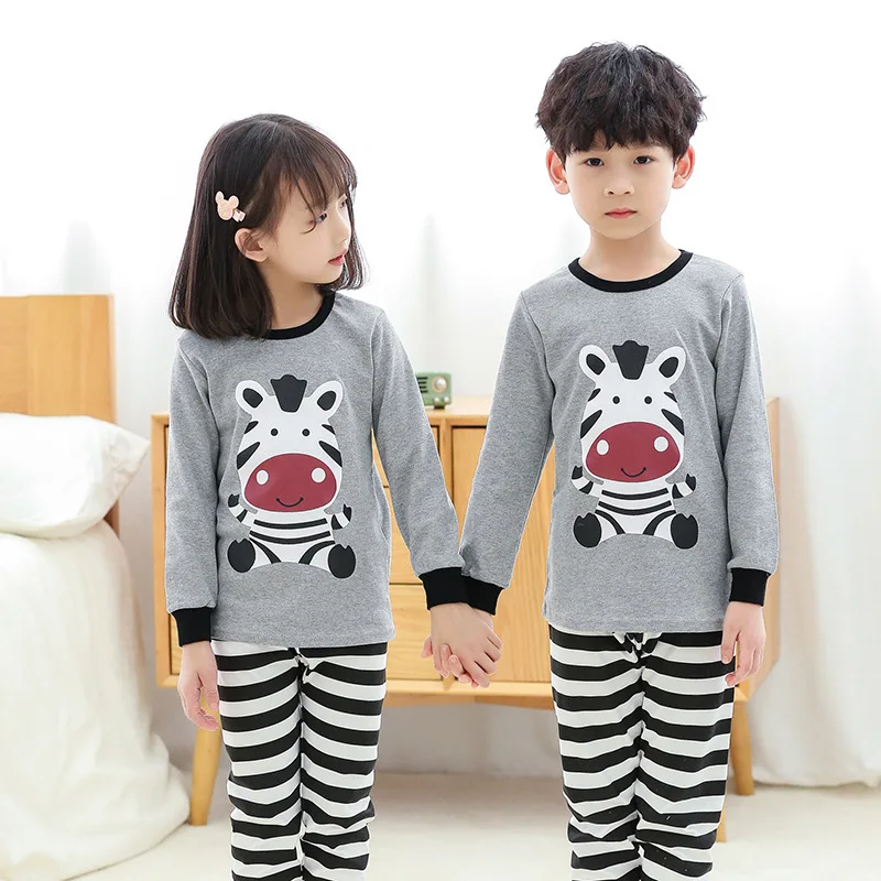 Хлопковая детская пижама одежда для сна девочек и мальчиков подростков Одежда